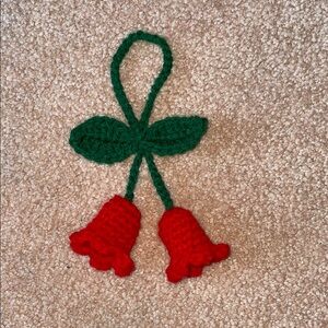 Handmade Crochet Red Flower bag charms